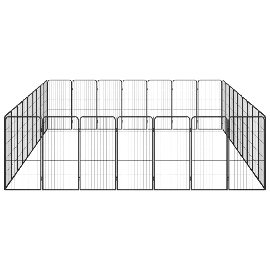 32-Panel Dog Playpen Black 50x100 cm Powder-coated Steel