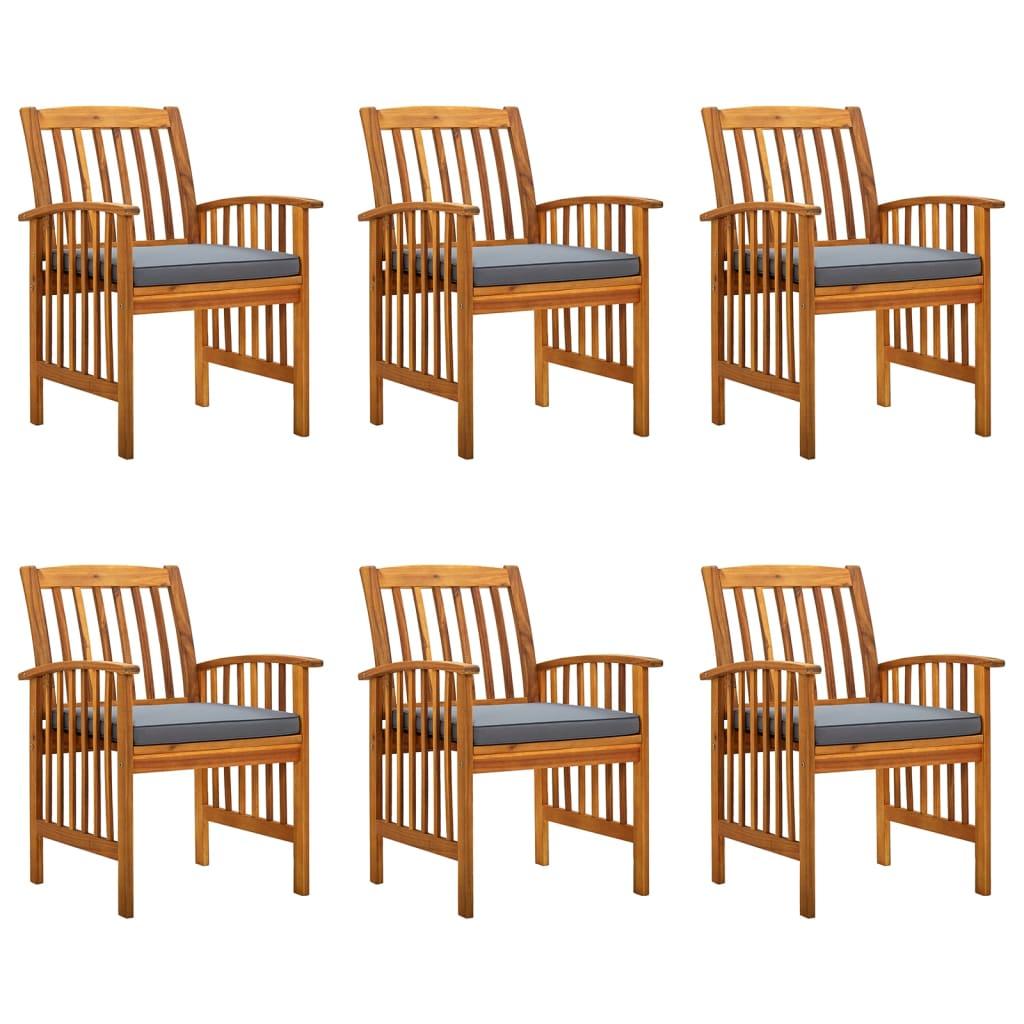 Garden Dining Chairs 6 pcs with Cushions Solid Wood Acacia