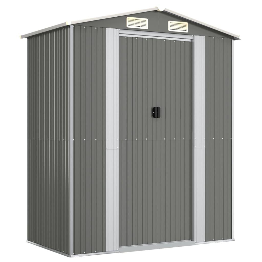 Garden Shed Light Grey 192x108x223 cm Galvanised Steel