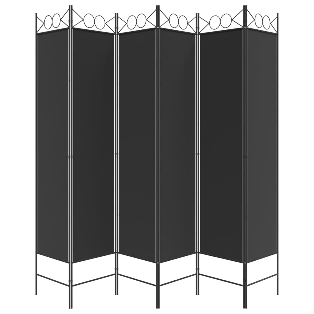 6-Panel Room Divider Black 240x200 cm Fabric