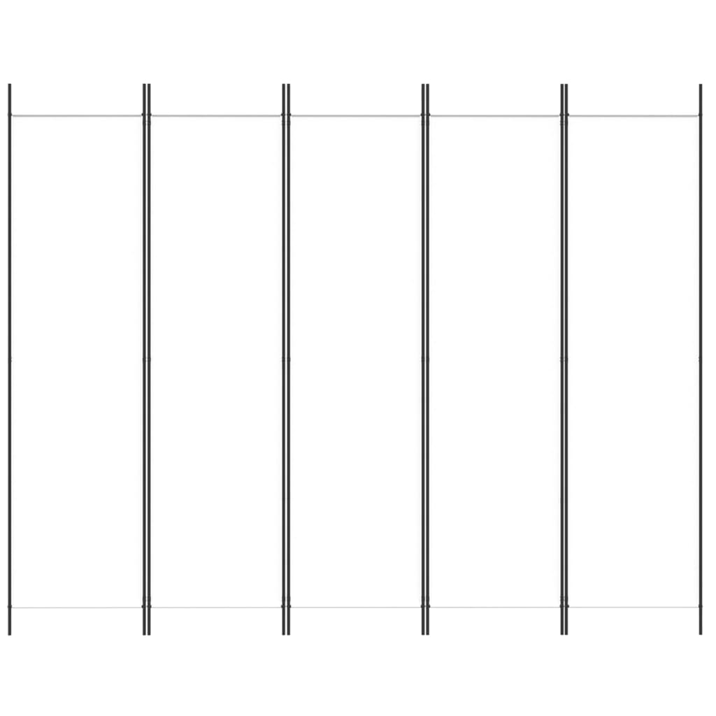 5-Panel Room Divider White 250x200 cm Fabric