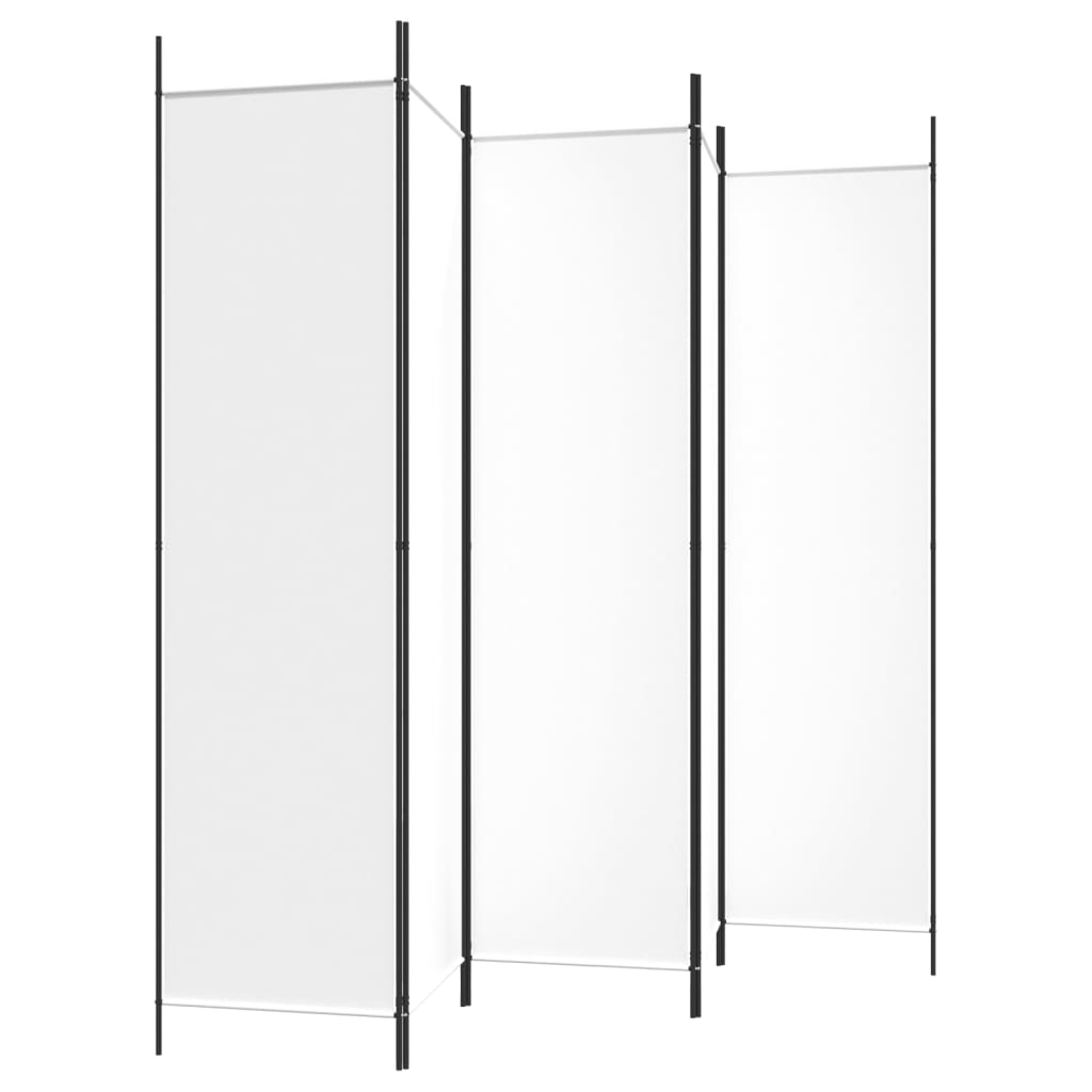 5-Panel Room Divider White 250x200 cm Fabric