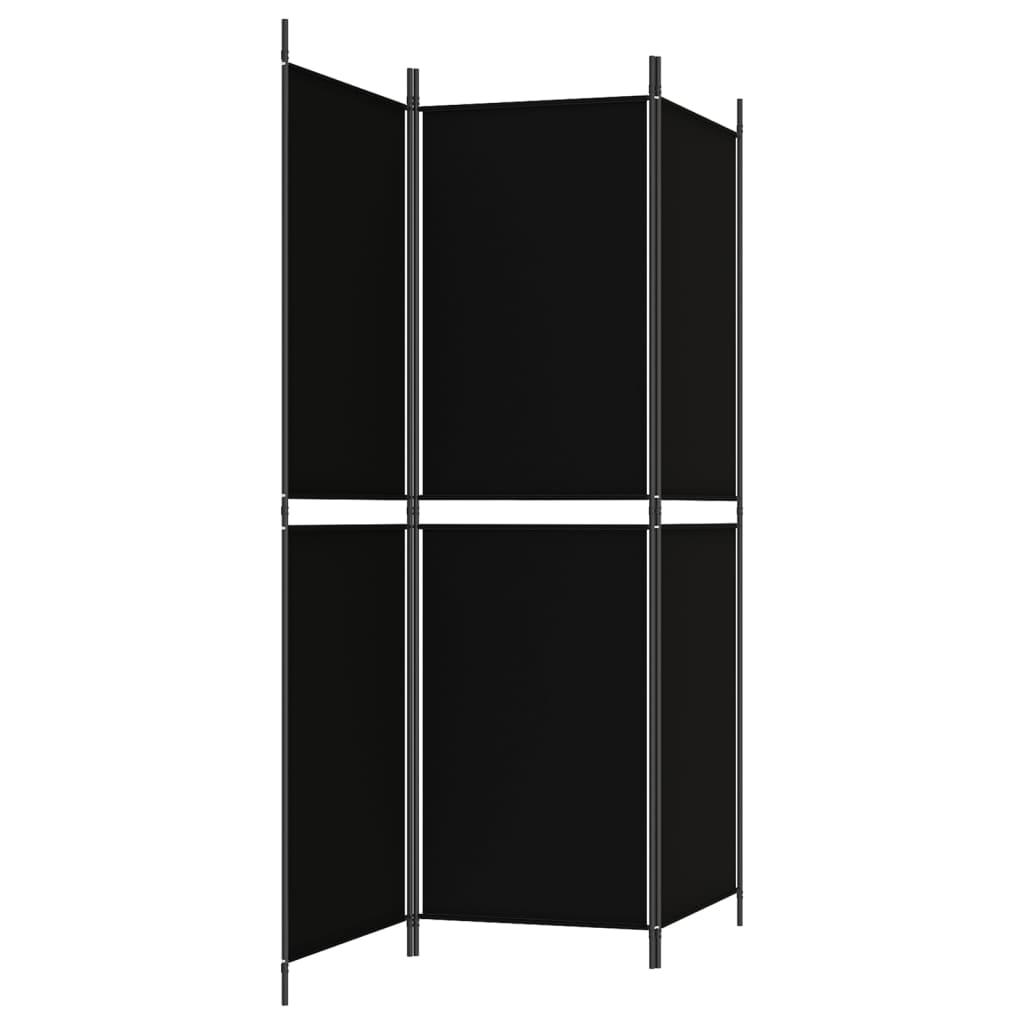 3-Panel Room Divider Black 150x180 cm Fabric