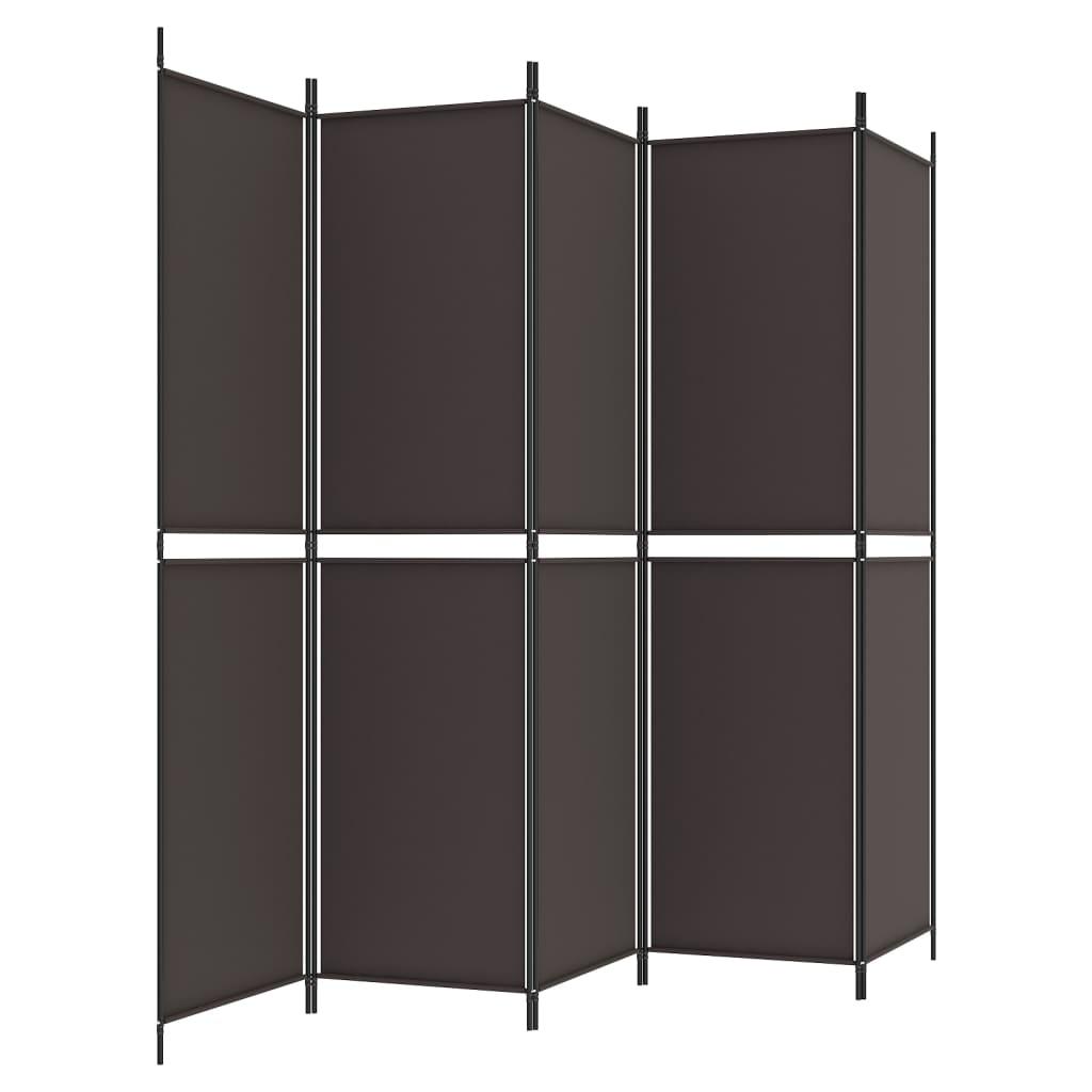 5-Panel Room Divider Brown 250x200 cm Fabric