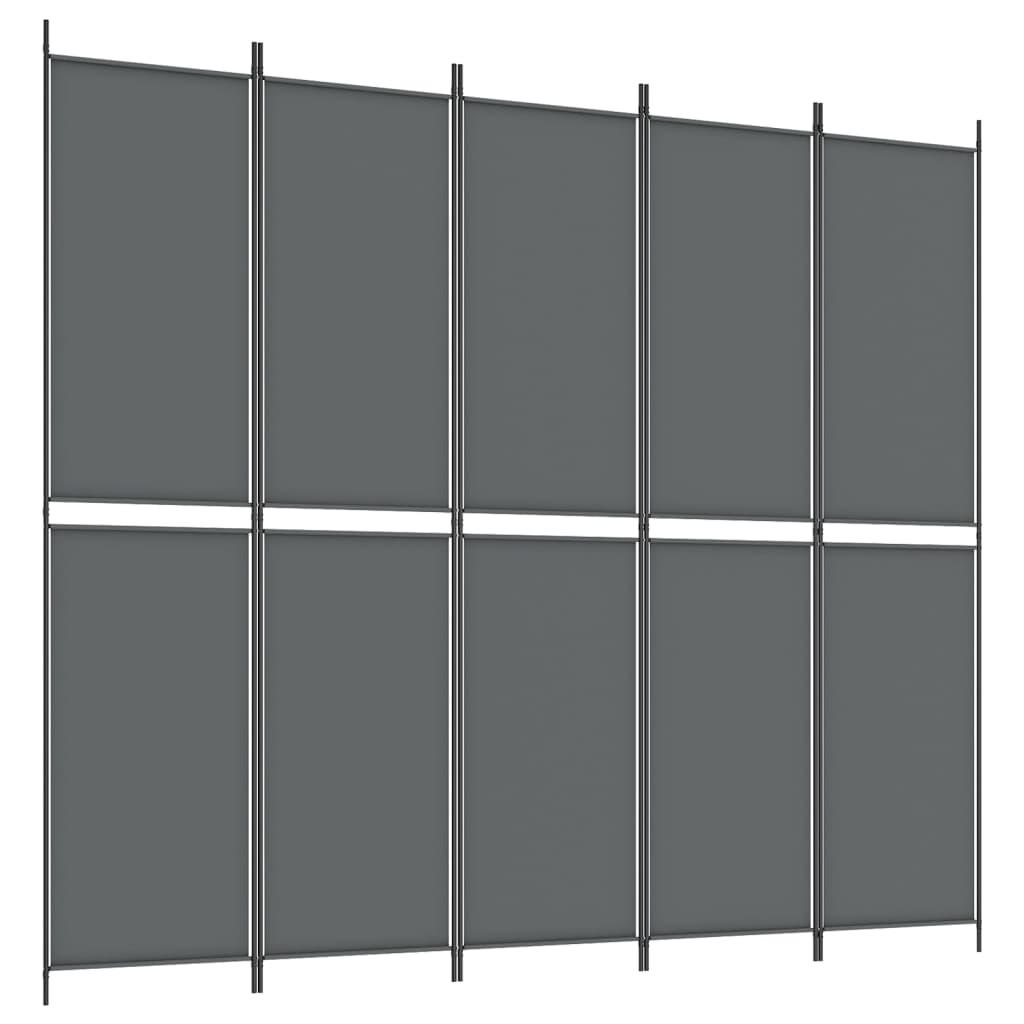 5-Panel Room Divider Anthracite 250x220 cm Fabric