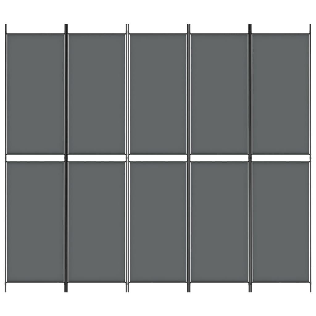 5-Panel Room Divider Anthracite 250x220 cm Fabric