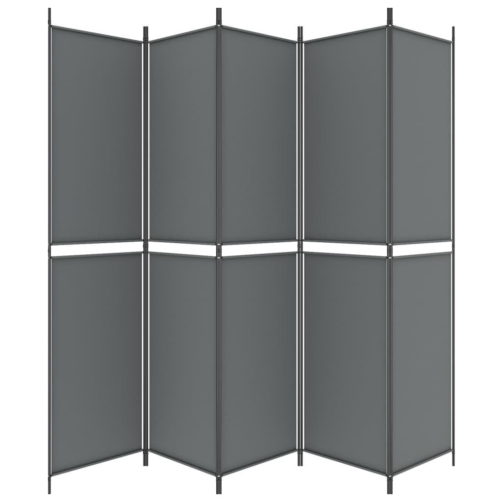 5-Panel Room Divider Anthracite 250x220 cm Fabric