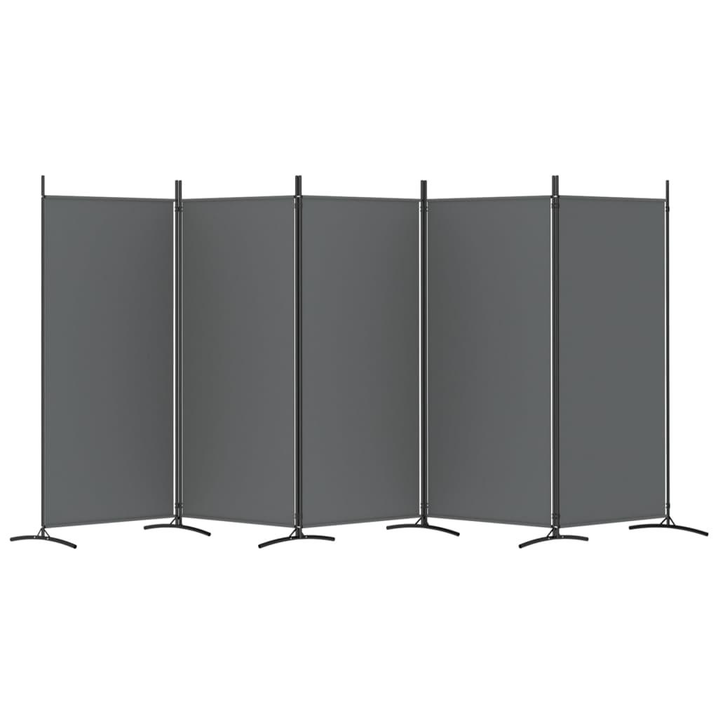 5-Panel Room Divider Anthracite 433x180 cm Fabric