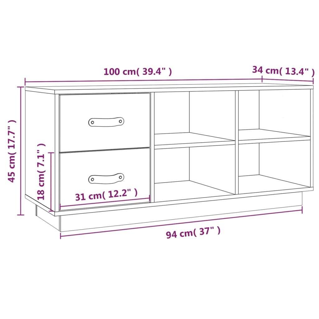 Shoe Bench 100x34x45 cm Solid Wood Pine