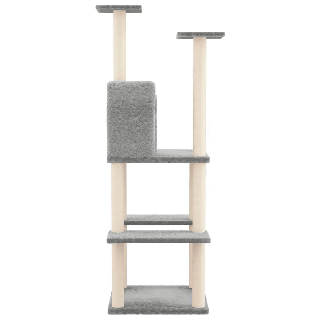 Cat Tree with Sisal Scratching Posts Light Grey 144.5 cm