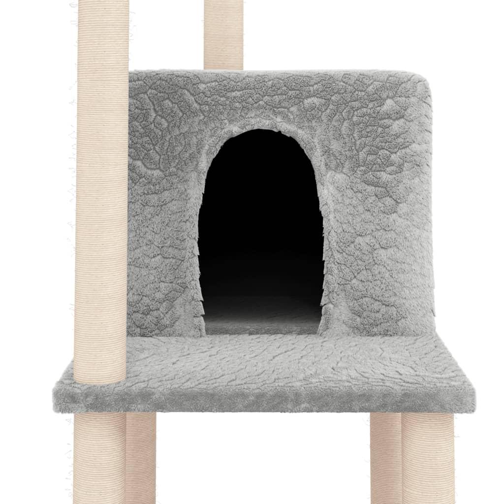 Cat Tree with Sisal Scratching Posts Light Grey 144.5 cm