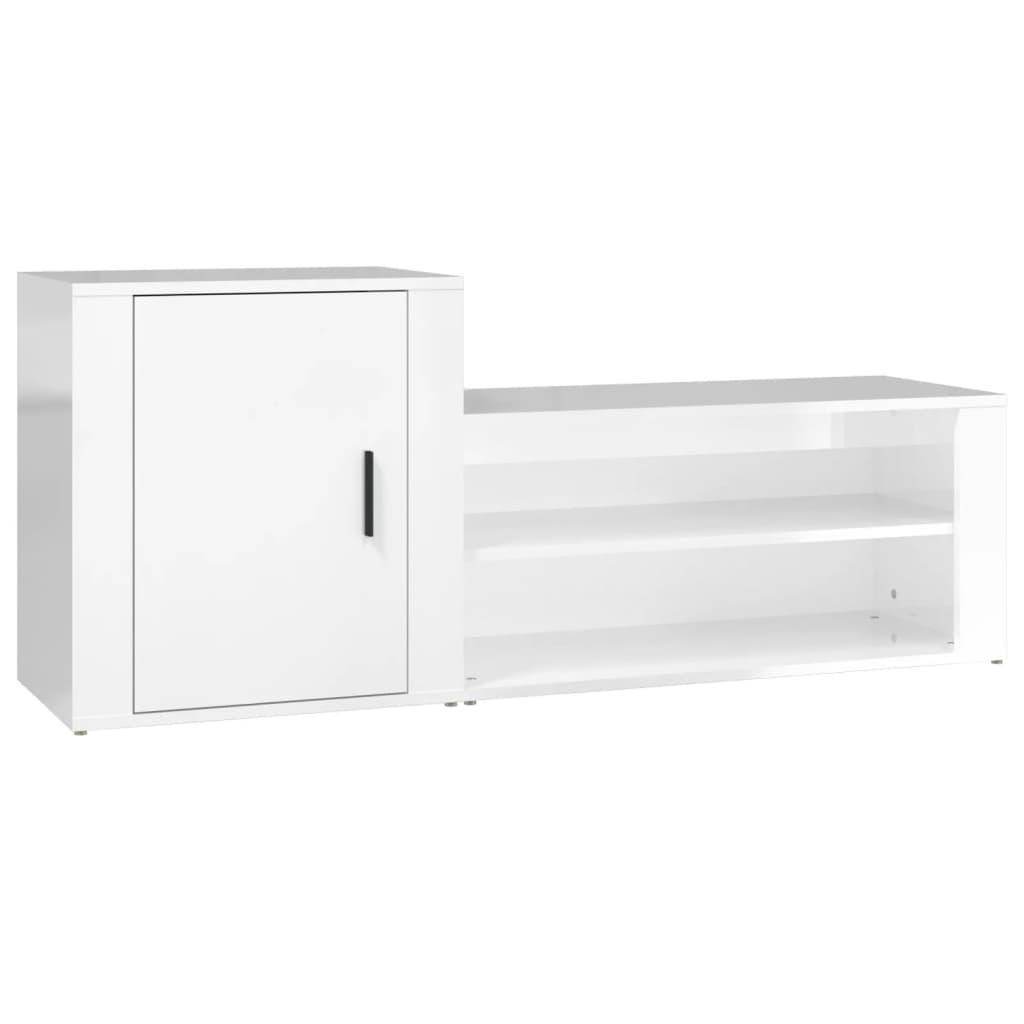 Shoe Cabinet High Gloss White 130x35x54 cm Engineered Wood
