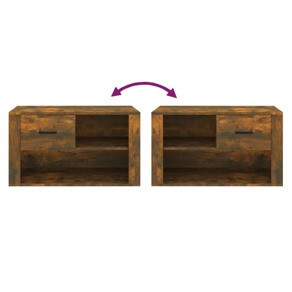 Shoe Cabinet Smoked Oak 80x35x45 cm Engineered Wood