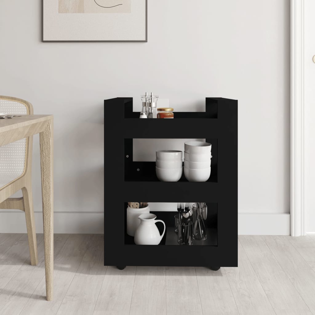 Kitchen Trolley Black 60x45x80 cm Engineered Wood