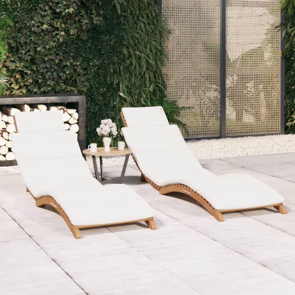 Sun Loungers 2 pcs with Cushions Solid Wood Teak