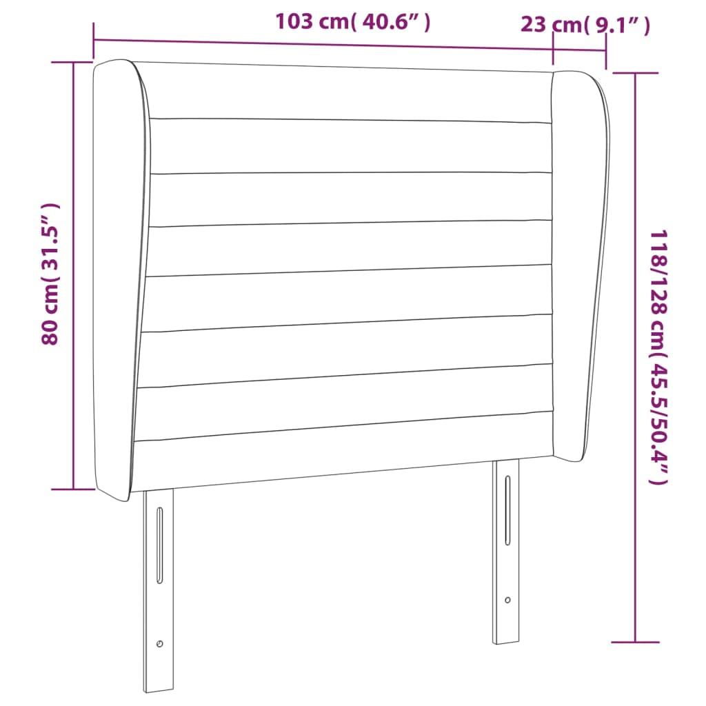 Headboard with Ears Dark Grey 103 cm Fabric