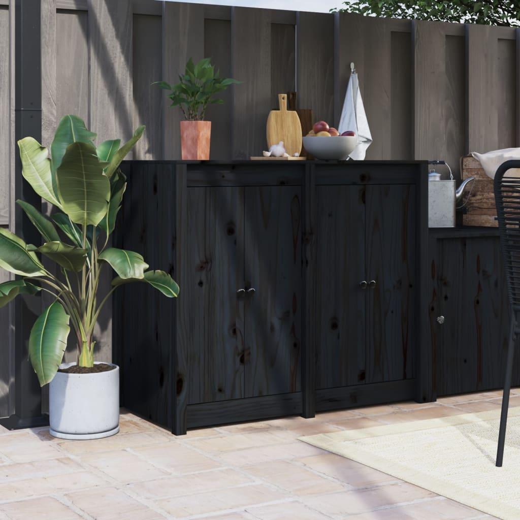 Outdoor Kitchen Doors MEPPEL 2 pcs Black 50x9x82 cm Solid Wood Pine