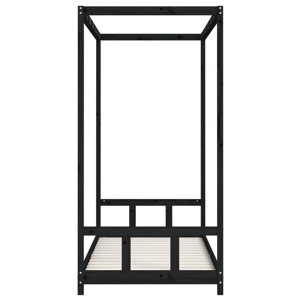 Kids Bed Frame Black 90x190 cm Solid Wood Pine
