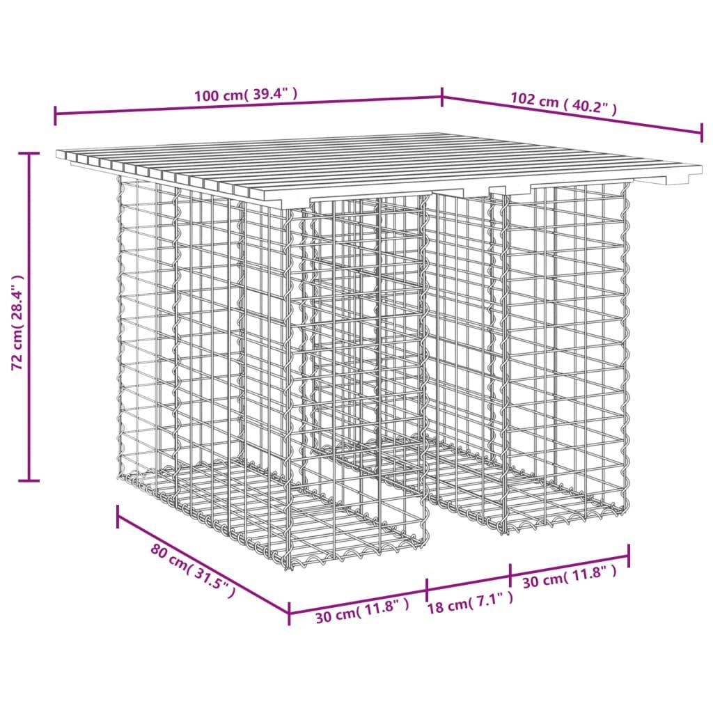 Garden Table Gabion Design 100x102x72 cm Solid Wood Douglas