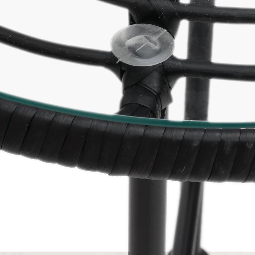 Dining Table Black Ø80 cm Tempered Glass and Steel