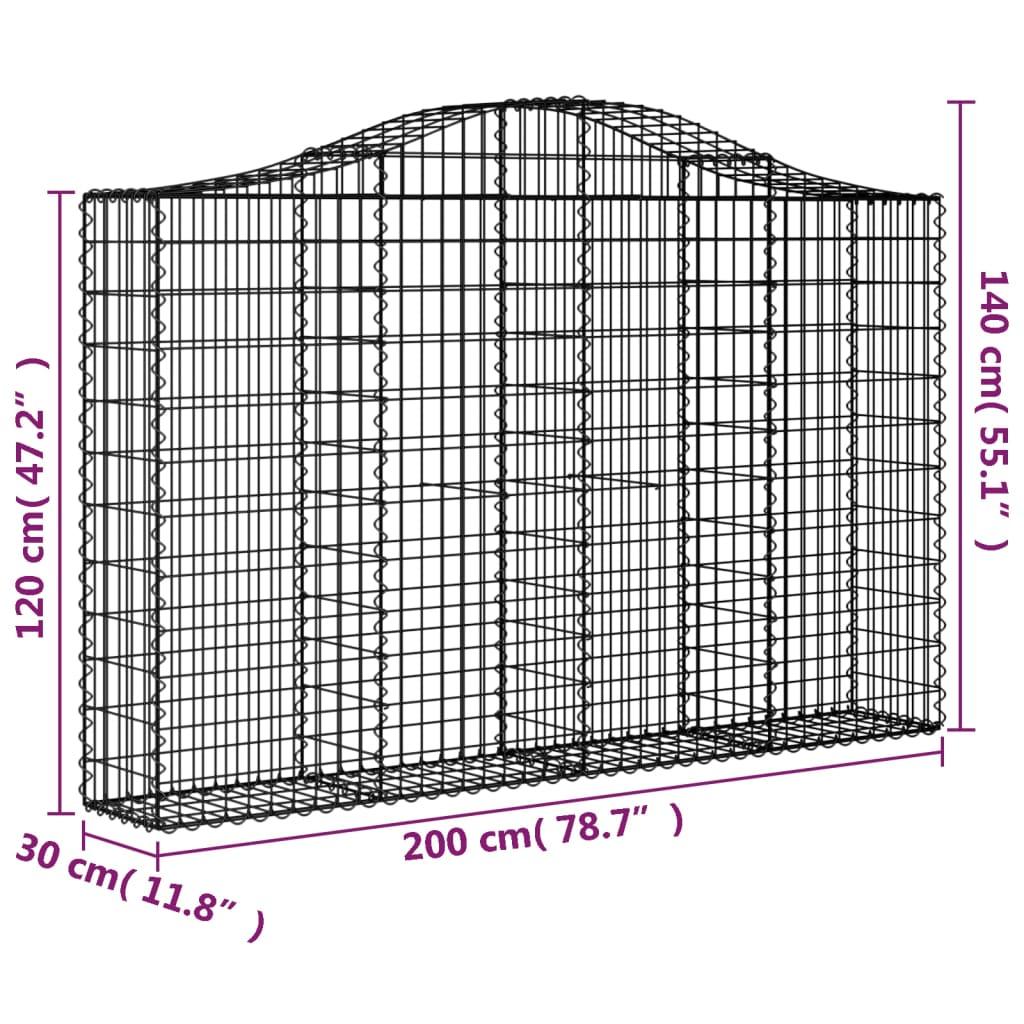 Arched Gabion Baskets 2 pcs 200x30x120/140 cm Galvanised Iron