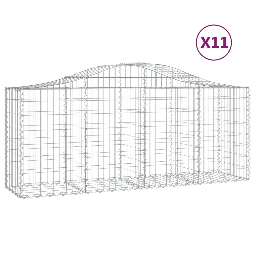 Arched Gabion Baskets 11 pcs 200x50x80/100 cm Galvanised Iron