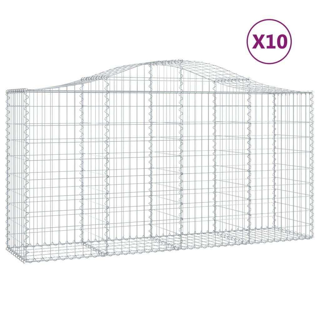 Arched Gabion Baskets 10 pcs 200x50x100/120 cm Galvanised Iron