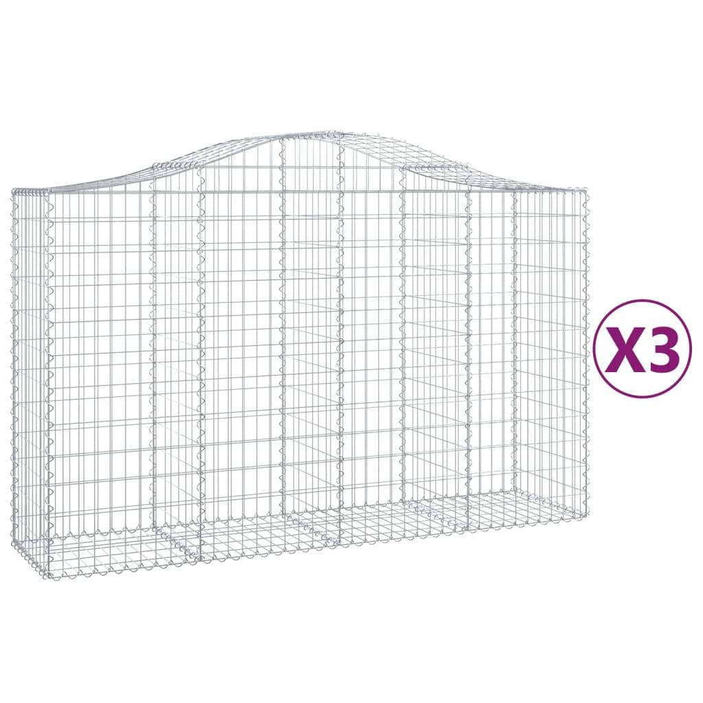 Arched Gabion Baskets 3 pcs 200x50x120/140 cm Galvanised Iron