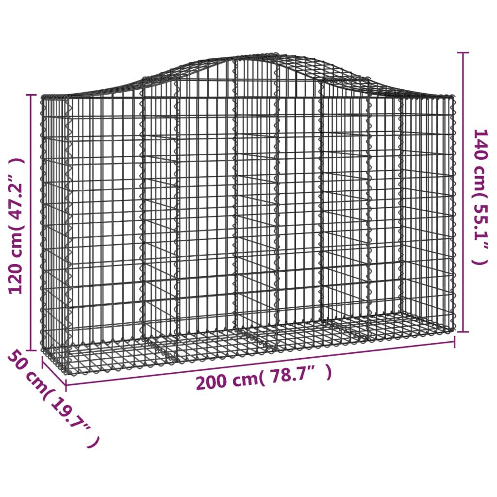 Arched Gabion Baskets 3 pcs 200x50x120/140 cm Galvanised Iron