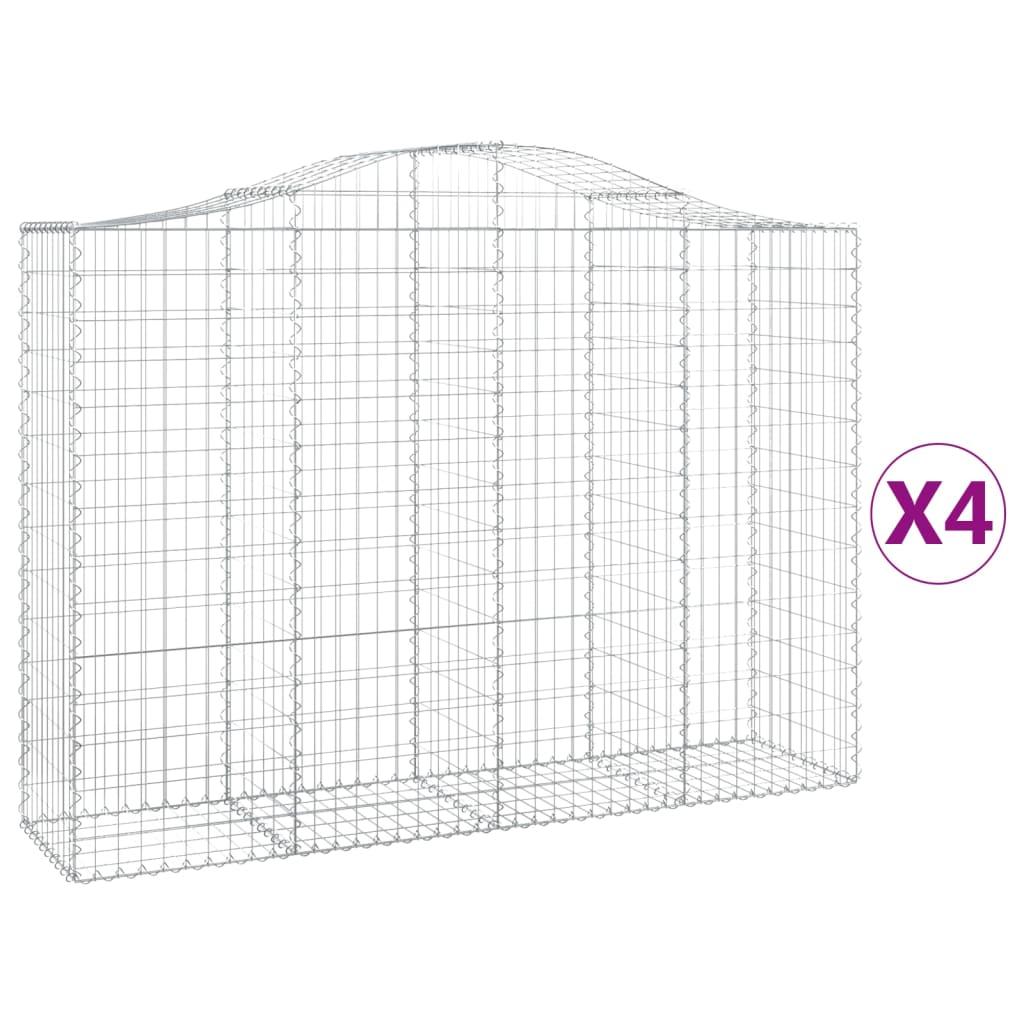 Arched Gabion Baskets 4 pcs 200x50x140/160 cm Galvanised Iron
