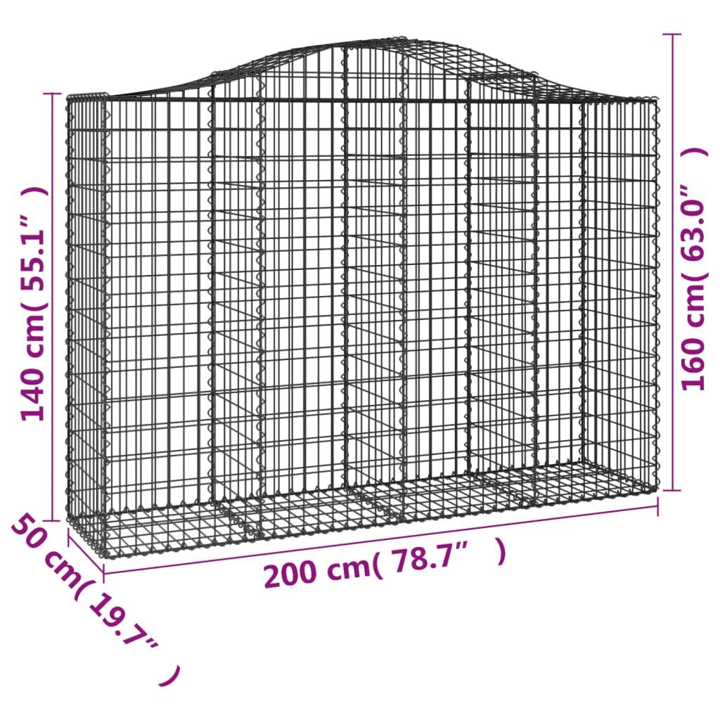 Arched Gabion Baskets 4 pcs 200x50x140/160 cm Galvanised Iron