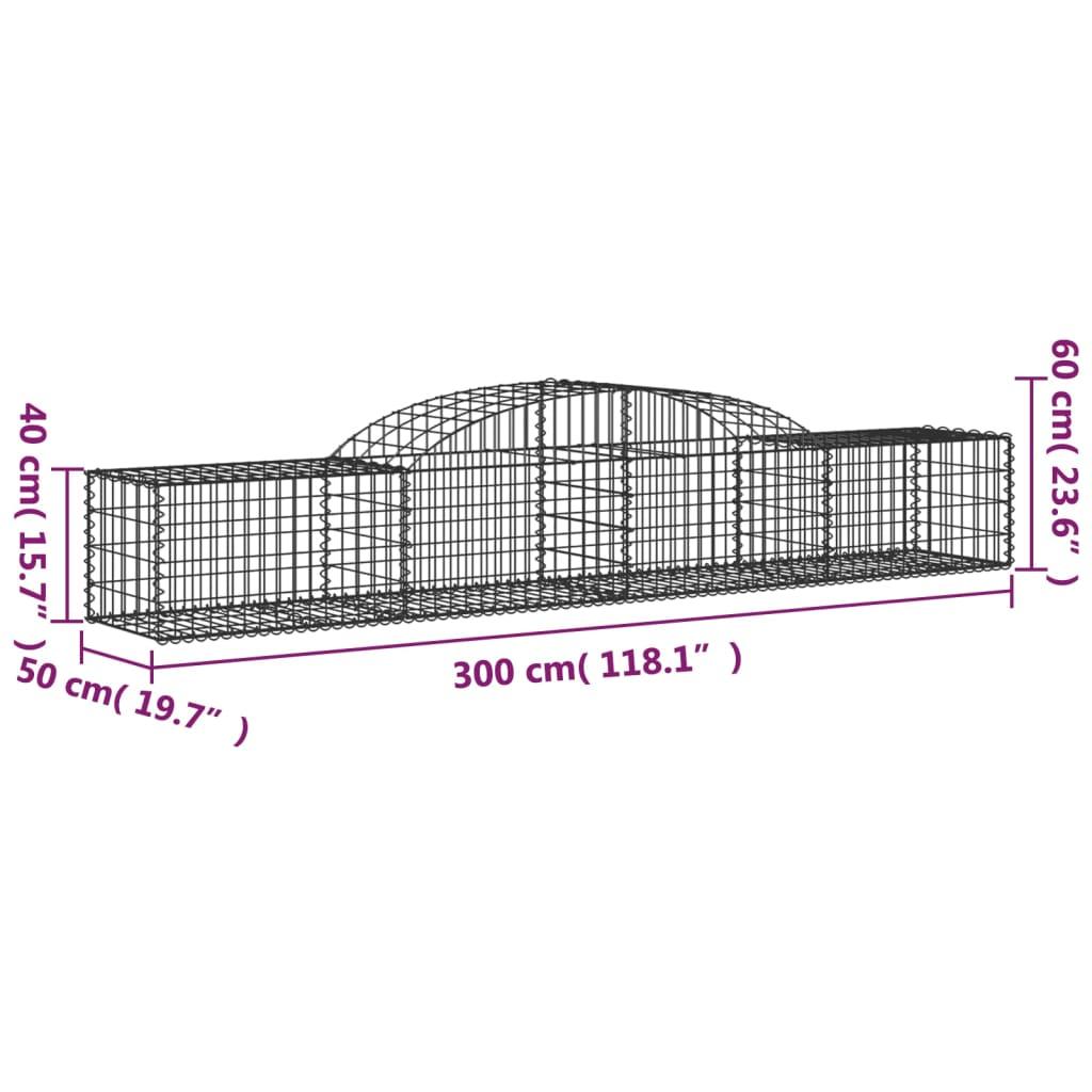 Arched Gabion Baskets 3 pcs 300x50x40/60 cm Galvanised Iron