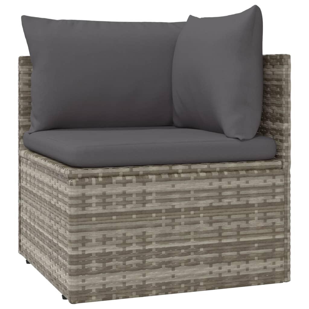 Garden Corner Sofa with Cushion Grey 57x57x56 cm Poly Rattan