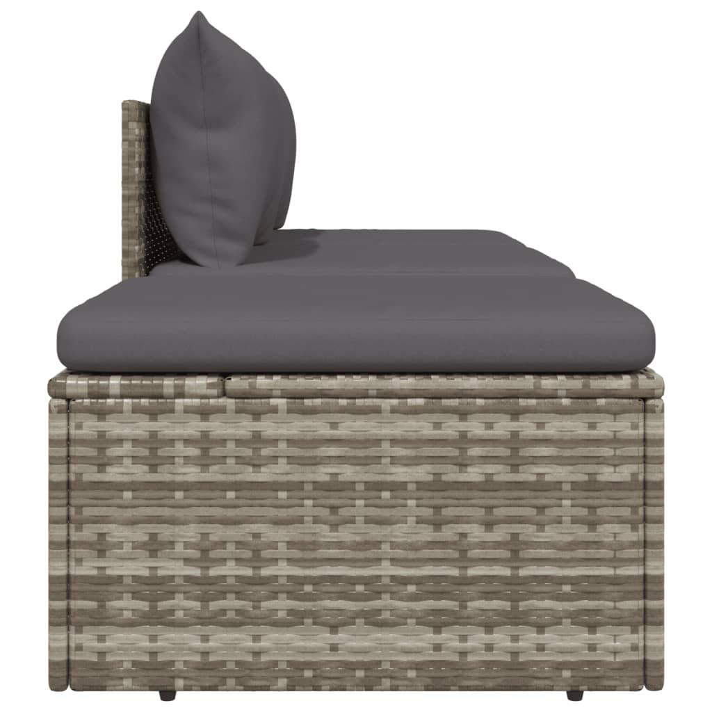 3 Piece Garden Lounge Set with Cushions Grey Poly Rattan