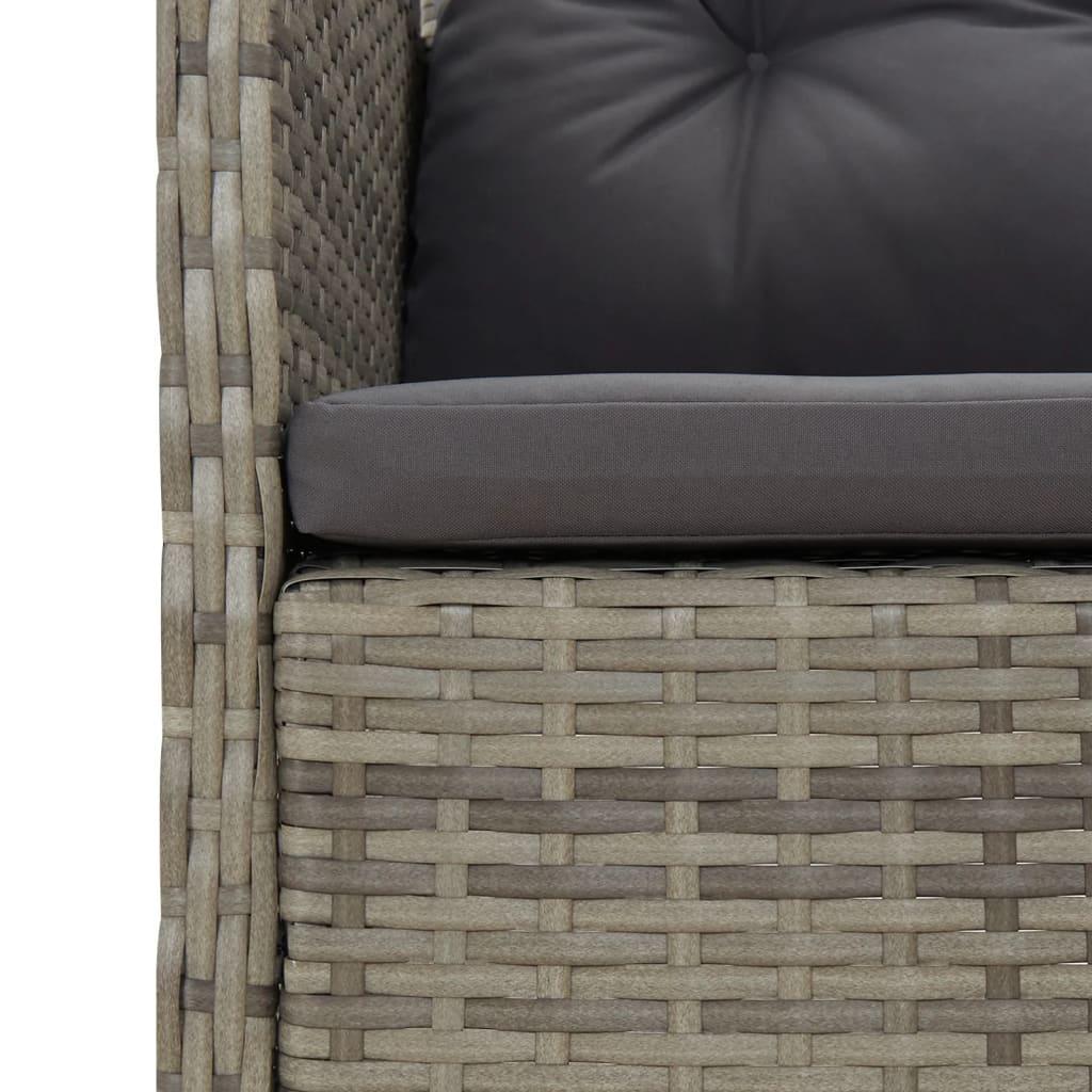 2 Piece Garden Lounge Set with Cushions Grey Poly Rattan