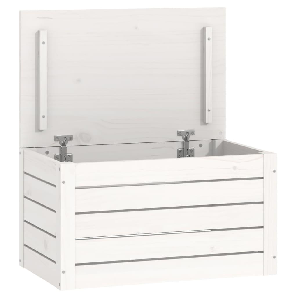Storage Box White 59.5x36.5x33 cm Solid Wood Pine