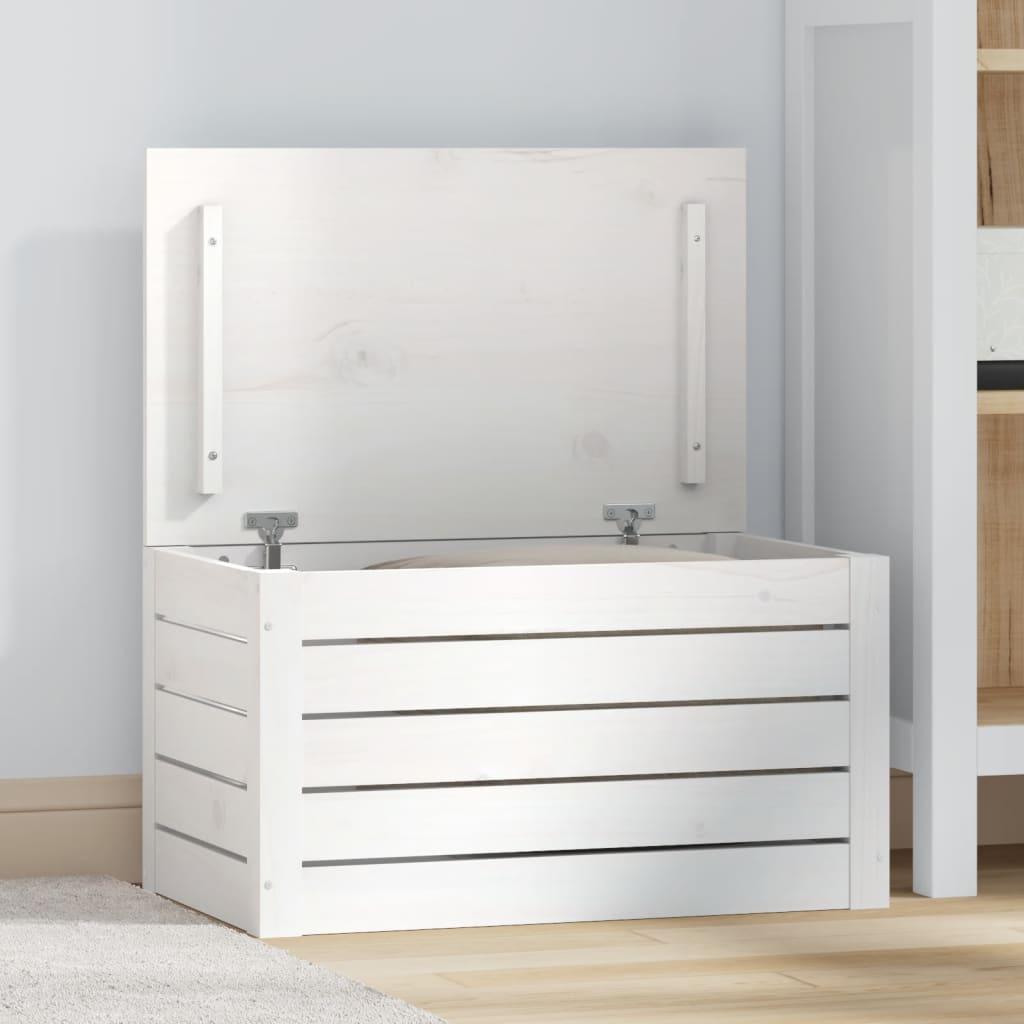 Storage Box White 59.5x36.5x33 cm Solid Wood Pine