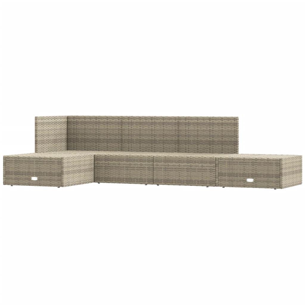 5 Piece Garden Lounge Set with Cushions Grey Poly Rattan