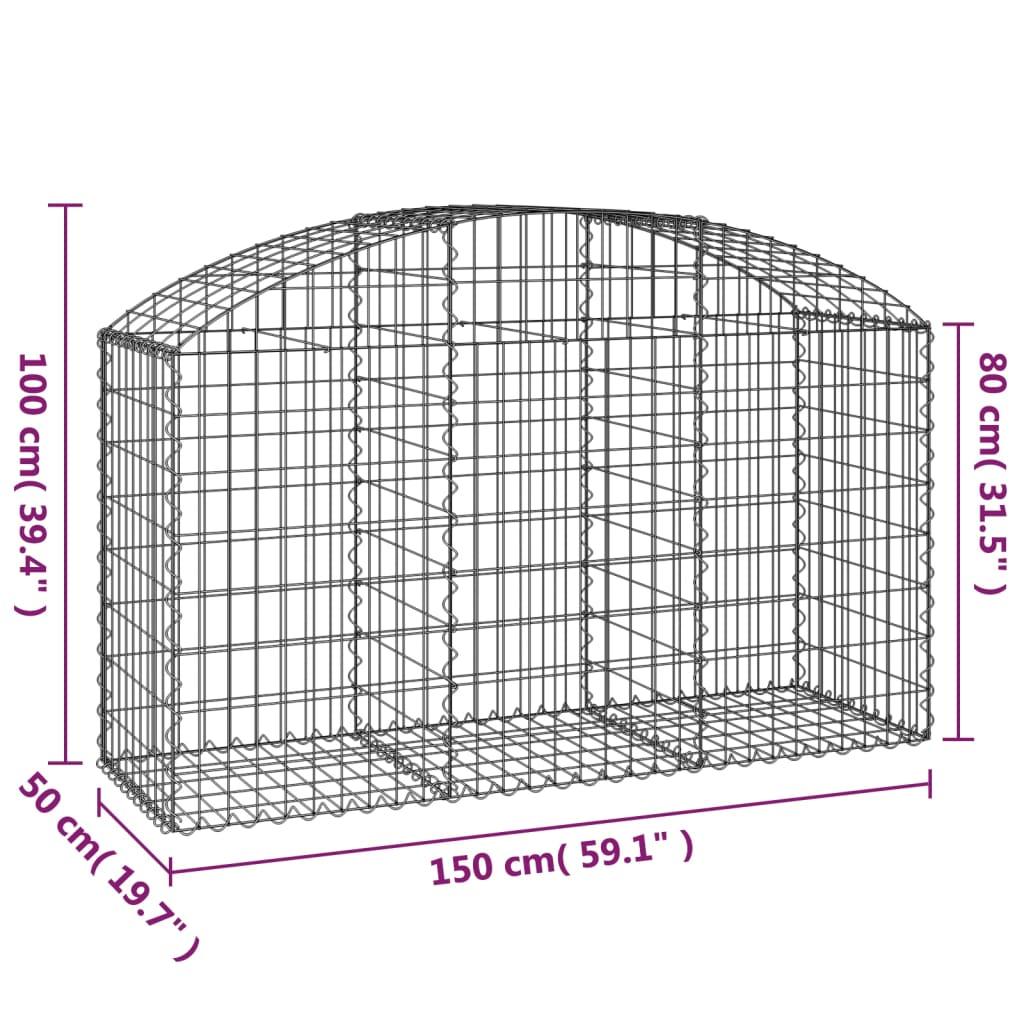 Arched Gabion Basket 150x50x80/100 cm Galvanised Iron