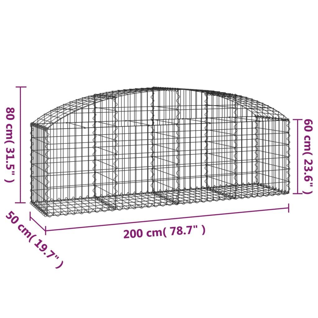Arched Gabion Basket 200x50x60/80 cm Galvanised Iron