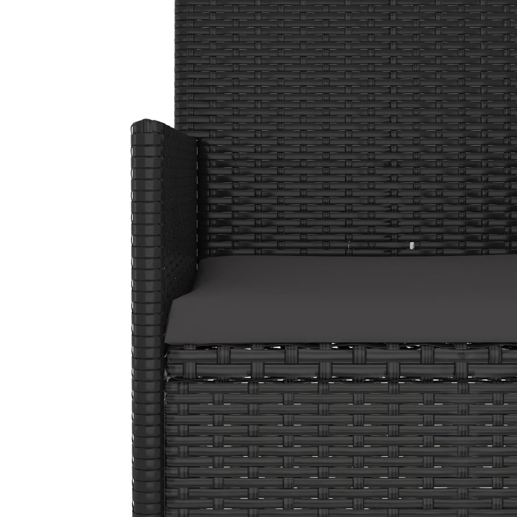 4 Piece Garden Lounge Set with Cushions Black Poly Rattan