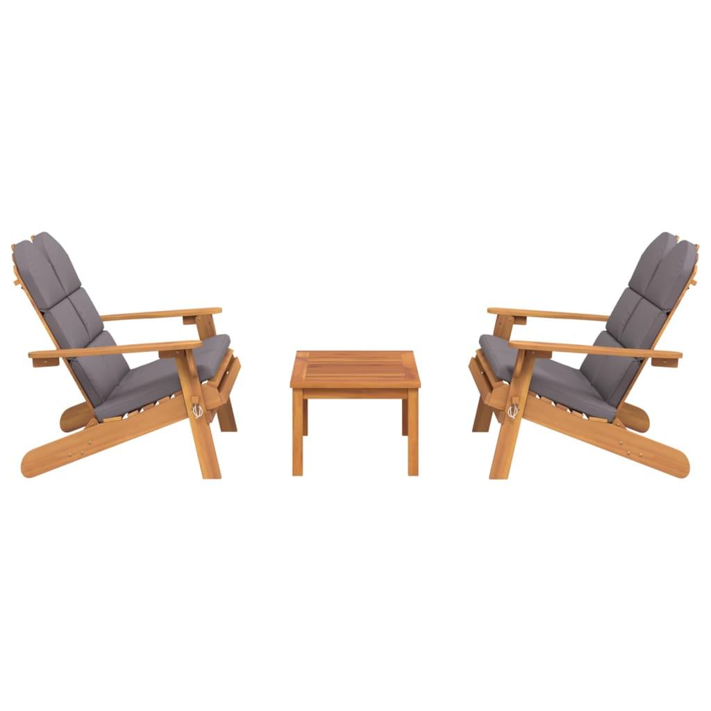3 Piece Adirondack Garden Lounge Set Solid Wood Acacia