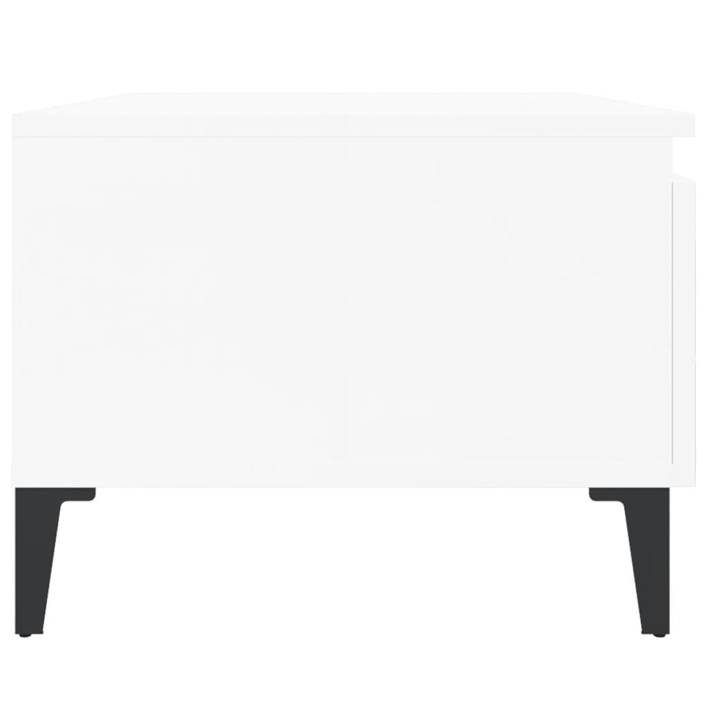 Side Table High Gloss White 50x46x35 cm Engineered Wood