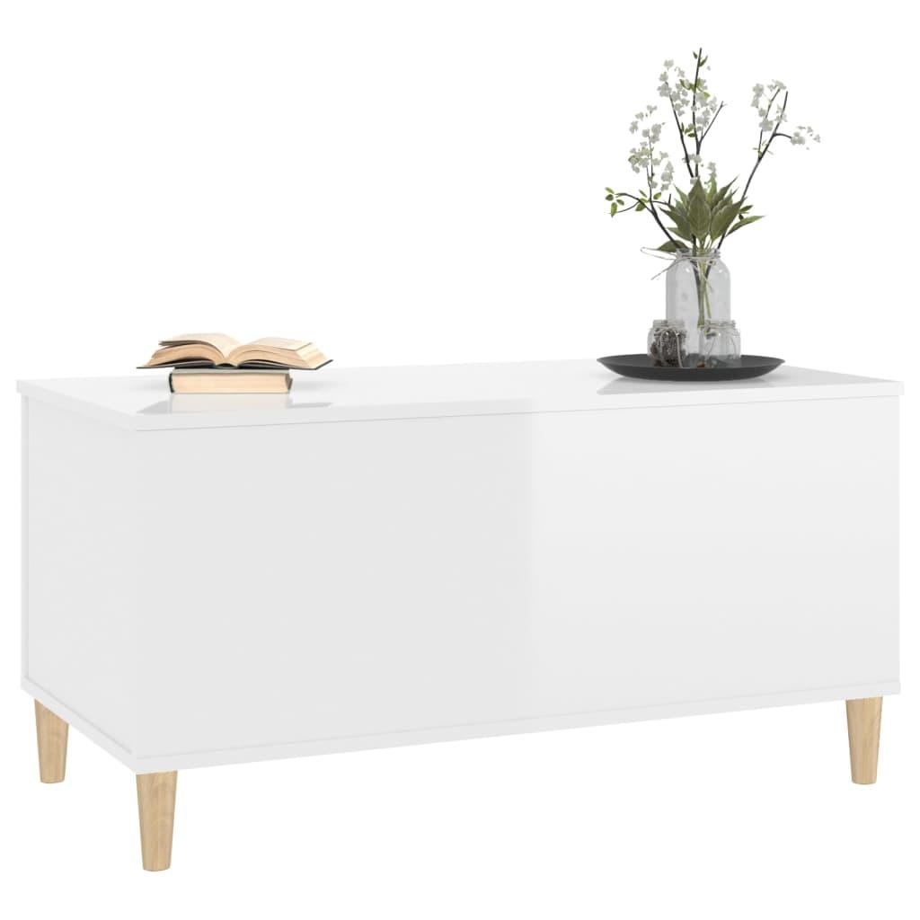 Coffee Table High Gloss White 90x44.5x45 cm Engineered Wood