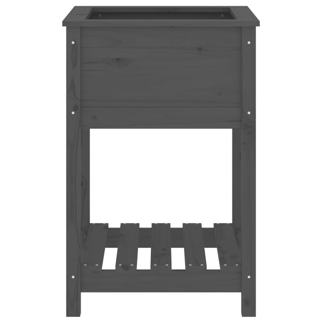 Planter with Shelf Grey 54x54x81 cm Solid Wood Pine