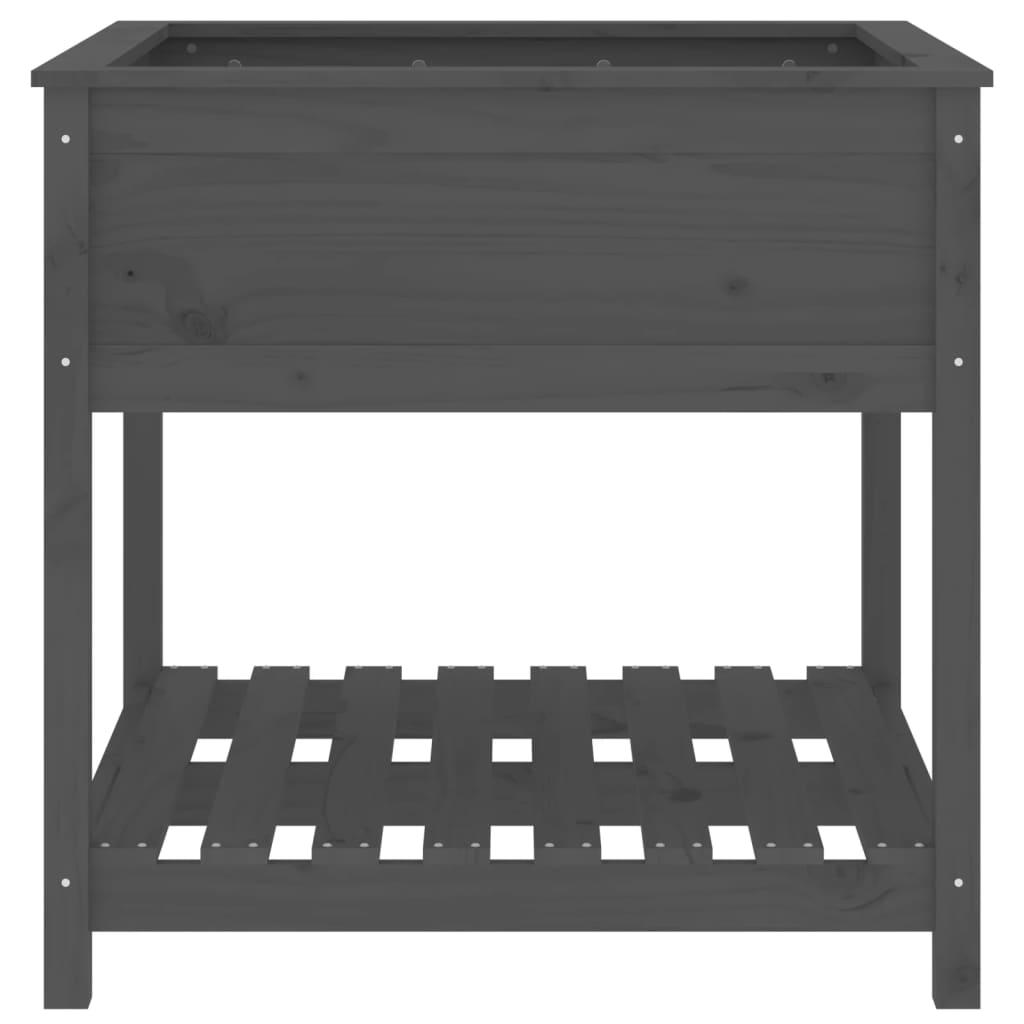 Planter with Shelf Grey 82.5x82.5x81 cm Solid Wood Pine