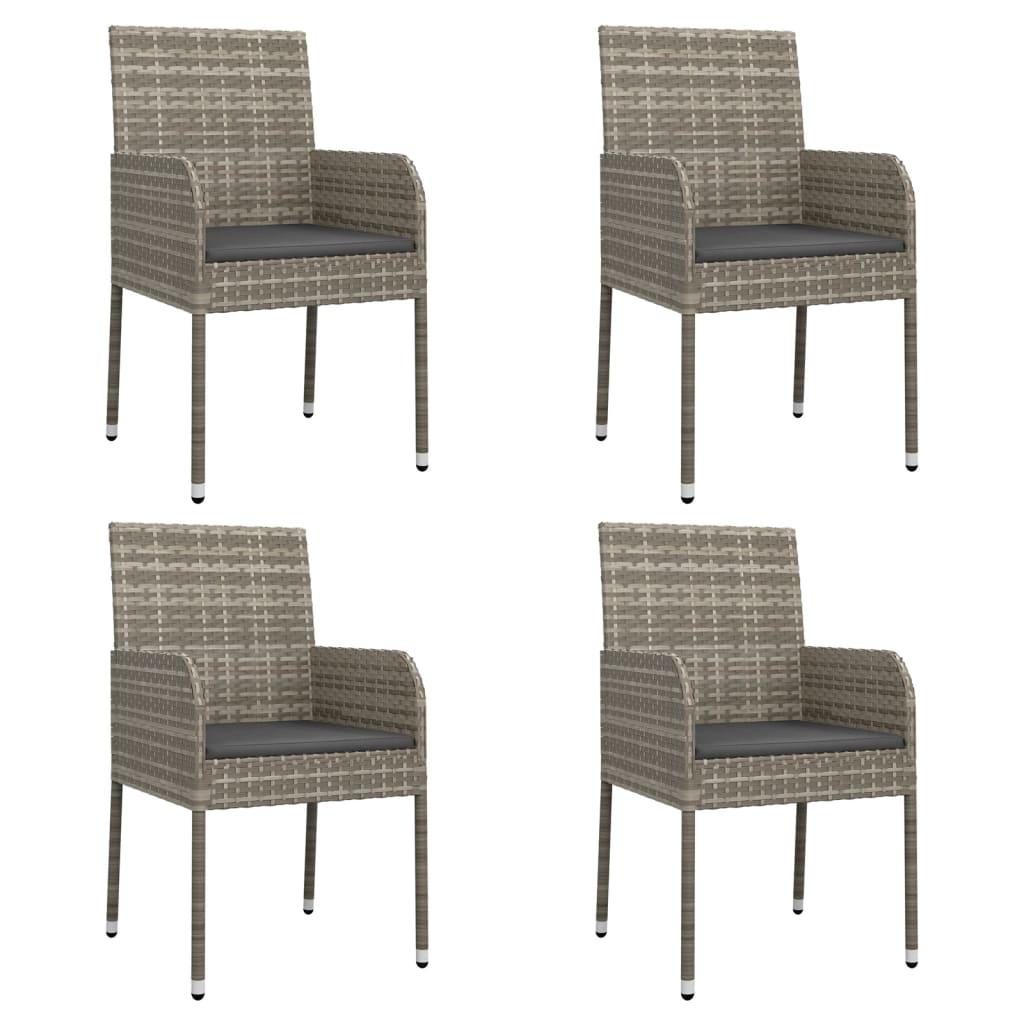 Garden Chairs with Cushions 4 pcs Poly Rattan Grey