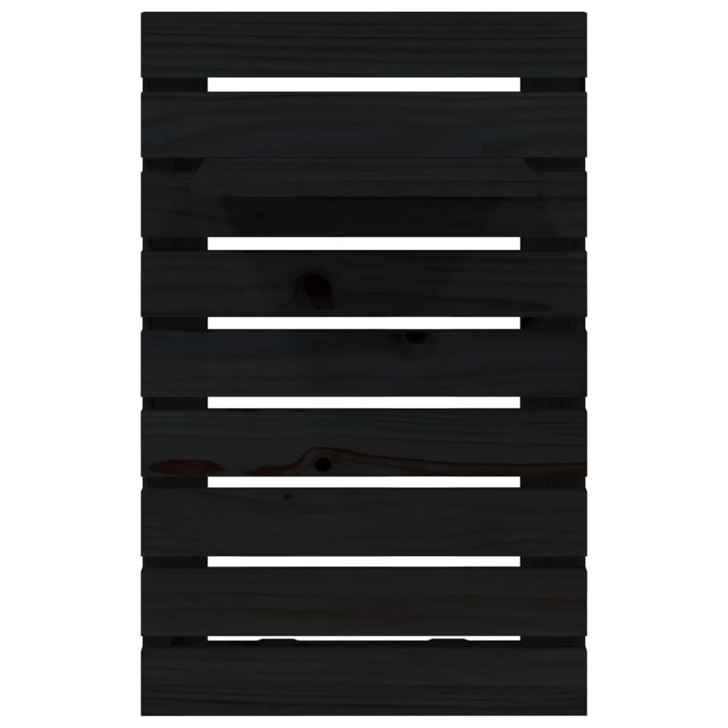 Wall-mounted Bedside Shelves 2 pcs Black Solid Wood Pine