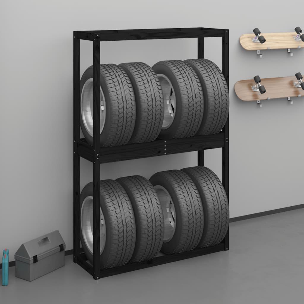 Tire Rack Black 120x40x180 cm Solid Wood Pine