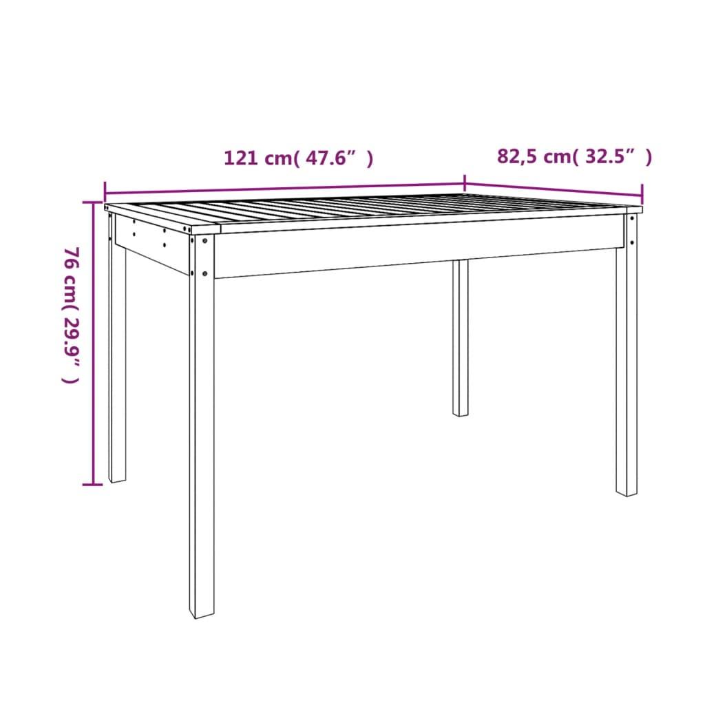 Garden Table White 121x82.5x76 cm Solid Wood Pine